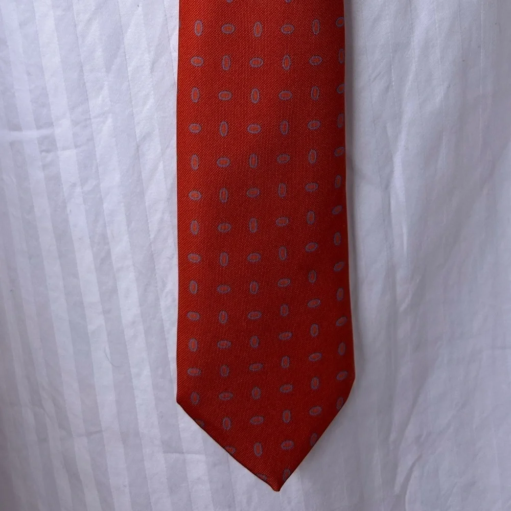 🟠 Vintage Seaward & Stearn London Silk Tie | Orange & Blue
